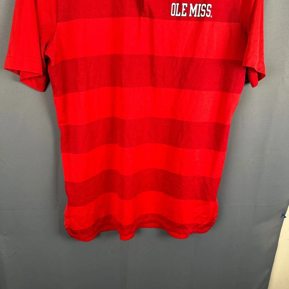 Nike Dri-FIT Ole Miss Rebels Mens Medium Red Striped Performance Golf Polo Shirt